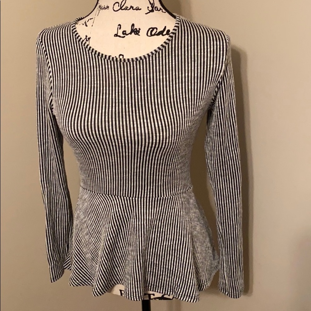 Stripped peplum dress shirt